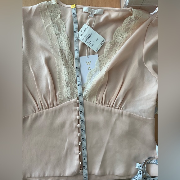 WAYF Pink Lace Deep-V Button Top - Picture 7 of 7